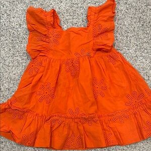 Mayoral Bright Orange Eyelet Ruffle Dress